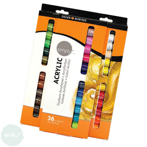 Acrylic Paint Set- Daler Rowney - SIMPLY - 36 Assorted 12ml tubes