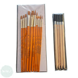 BRUSH SET - Daler Rowney - SIMPLY - 10 Assorted Synthetic ACRYLIC - PLUS 4 GRAPHITE PENCILS