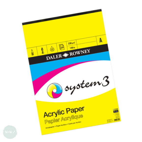 ACRYLIC PAPER PAD - Daler Rowney -  System 3 - 230gsm - A2