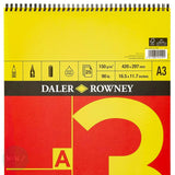 CARTRIDGE PAPER PAD - Spiral Bound - Daler Rowney - RED & YELLOW  - 150gsm White -A3