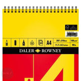 CARTRIDGE PAPER PAD - Spiral Bound - Daler Rowney - RED & YELLOW  - 150gsm White -A4