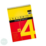 CARTRIDGE PAPER PAD - Spiral Bound - Daler Rowney - RED & YELLOW  - 150gsm White -A4