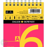 CARTRIDGE PAPER PAD - Spiral Bound - Daler Rowney - RED & YELLOW  - 150gsm White -A6