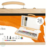 Acrylic Paint Set- Daler Rowney SIMPLY -  WOODEN BOX 26 Piece SET