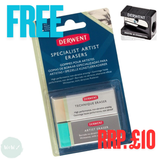 Pastel Pencil Sets - DERWENT -  Tin of 36 inc. FREE Sharpener & Erasers