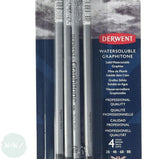 Pure Graphite - Derwent- Water-soluble Graphitone Graphite Sticks - Pack of 4 - 2B, 4B 6B & 8B