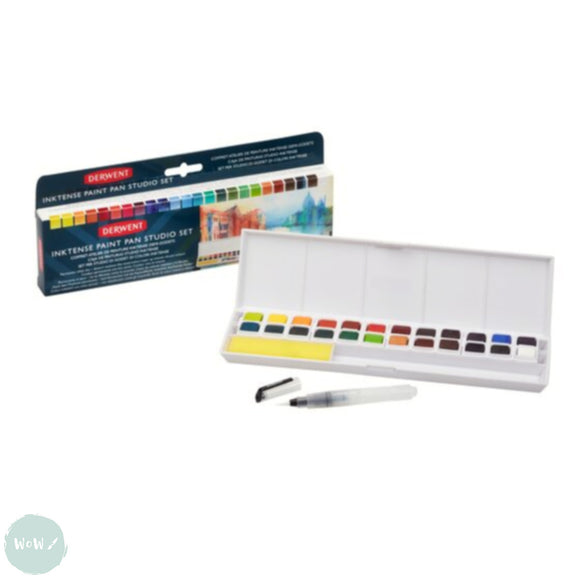 Watercolour Paint Sets - Derwent - INKTENSE 24 Colours - Paint Pan Set & Waterbrush Pen, inc. FREE Spritzer worth £4.99