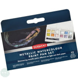 Watercolour Paint Sets - Derwent - METALLIC - Paint Pan Set & Waterbrush Pen