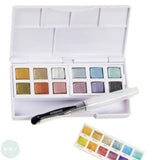 Watercolour Paint Sets - Derwent - METALLIC - Paint Pan Set & Waterbrush Pen
