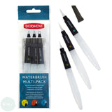 Water Brush Pen SET - DERWENT Set of 3 - Fine, Medium & Flat