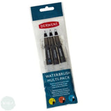 Water Brush Pen SET - DERWENT Set of 3 - Fine, Medium & Flat