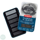 COMPRESSED SKETCHING STICKS - DERWENT - XL Blocks - CHARCOAL - 6 Assorted Grades - Tin