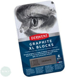 Pure Graphite - DERWENT - XL Blocks - 6 assorted grades - Tin