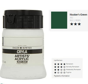 ARTISTS ACRYLIC PAINT - Heavy Body - Daler Rowney - CRYLA - 250ml - HOOKERS GREEN