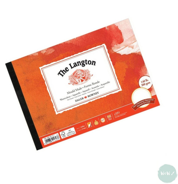 Daler Rowney - Langton - Watercolour Pad 140lb/300gsm - HOT PRESSED (SMOOTH) Surface- 16 x 12