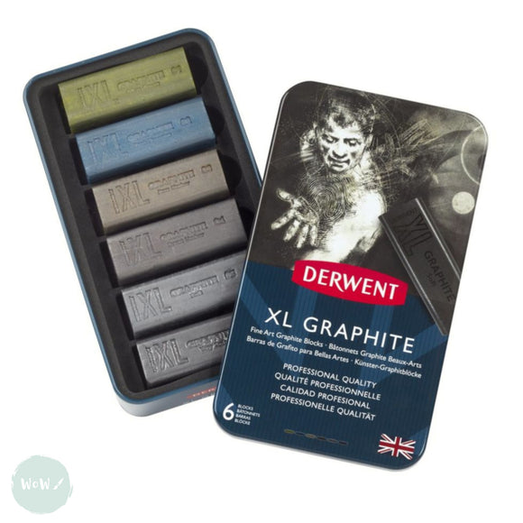Pure Graphite - Derwent XL TINTED Graphite Blocks (GRAPHITINT) - Tin of 6 assorted