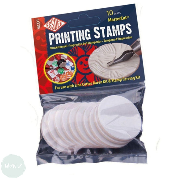 BLOCK / LINO PRINTING - CARVING BLOCK - SOFT CUT - Essdee Mastercut Printing Stamps 50mm dia. 10 Pack