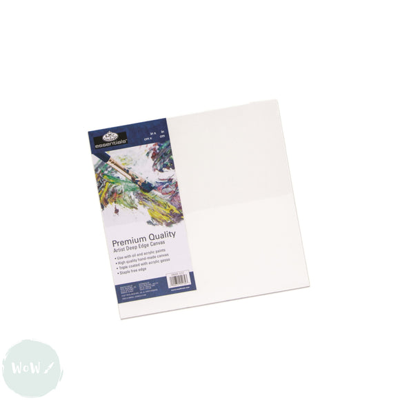 DEEP EDGE White Primed Stretched 100% Cotton Canvas – ESSENTIALS - 8 x 8”, 203 x 203 mm, SINGLE