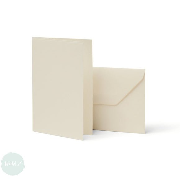 Watercolour Paper Blank Greeting Cards & Envelopes - 12 x 18cm - Fabriano - MEDIOEVALIS AVORIO - Box of 20