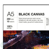 Pad - Oil Painting - Artists Canvas Pad - 10 sheets 280gsm BLACK Primed Cotton Canvas - A5