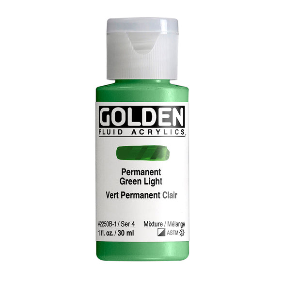 ARTISTS ACRYLIC PAINT - Golden FLUID - 30ml (1.US fl.oz)- Permanent Green Light  IV