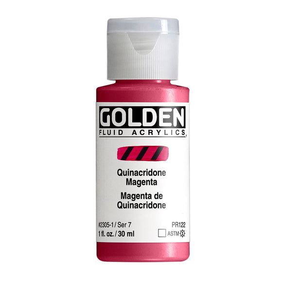 ARTISTS ACRYLIC PAINT - Golden FLUID - 30ml (1.US fl.oz)- Quinacridone Magenta  VII