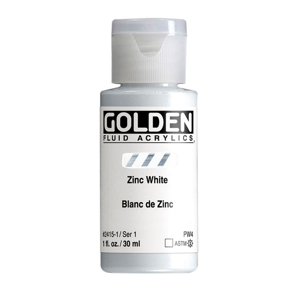 ARTISTS ACRYLIC PAINT - Golden FLUID - 30ml (1.US fl.oz)- Zinc White  I