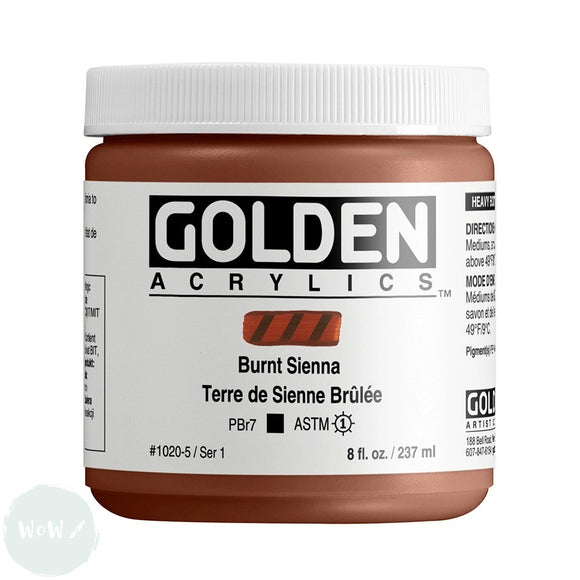 ARTISTS ACRYLIC PAINT - Golden HEAVY BODY -  237ml Pot	Burnt Sienna I