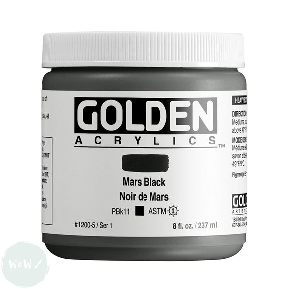 ARTISTS ACRYLIC PAINT - Golden HEAVY BODY -  237ml Pot	Mars Black I