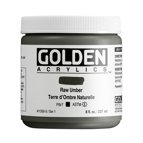 ARTISTS ACRYLIC PAINT - Golden HEAVY BODY -  237ml Pot - Raw Umber I