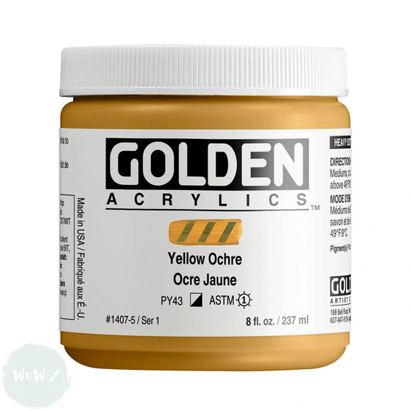 ARTISTS ACRYLIC PAINT - Golden HEAVY BODY -  237ml Pot - Yellow Ochre I