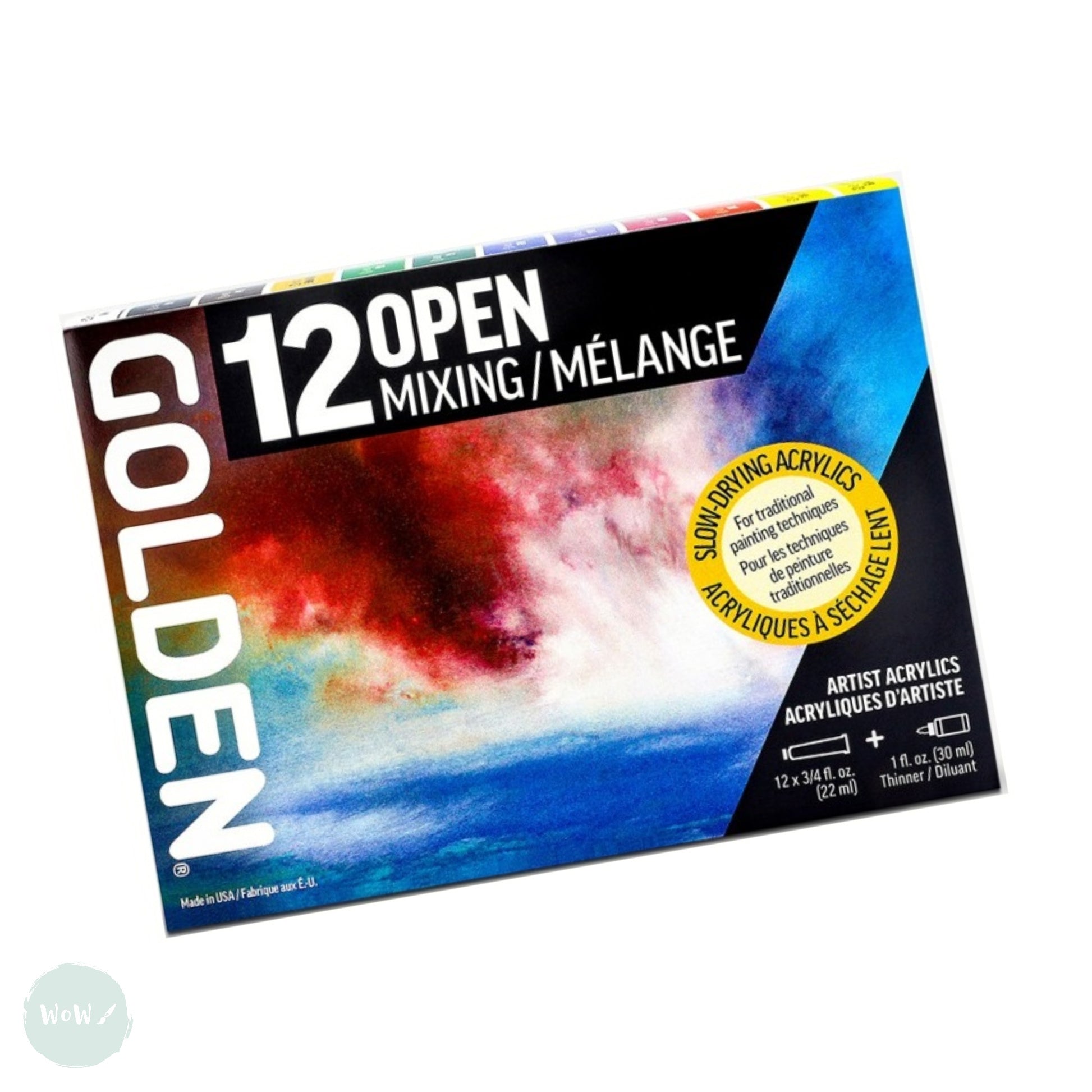 Golden OPEN Acrylic Paint Set, Slow Drying 12-Color Set