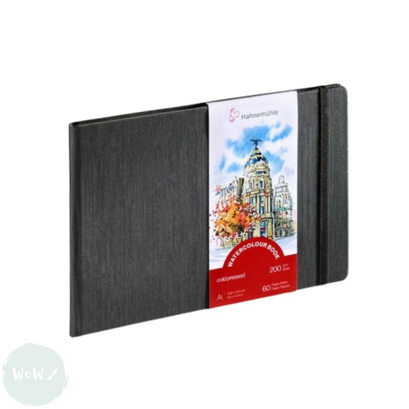 Hardback Watercolour Paper Book - TRAVEL JOURNAL - Hahnemuhle  The WATERCOLOUR BOOK – 200gsm, Fine Grain, A4 LANDSCAPE