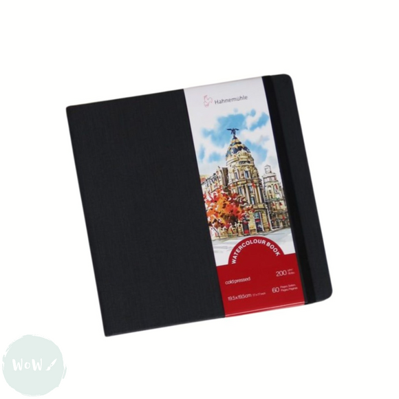 Hardback Watercolour Paper Book - TRAVEL JOURNAL - Hahnemuhle  The WATERCOLOUR BOOK – 200gsm, Fine Grain, 195mm SQUARE
