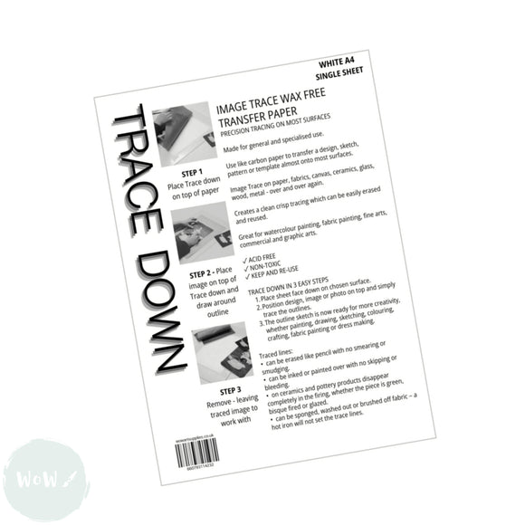 Tracing Down - Image Trace - TRACE DOWN PAPER - A4 - Single sheet - WHITE