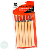 BLOCK / LINO PRINTING - CUTTING TOOL – 6 assorted blades & Wooden Handle