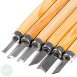 BLOCK / LINO PRINTING - CUTTING TOOL – 6 assorted blades & Wooden Handle