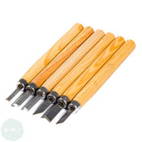 BLOCK / LINO PRINTING - CUTTING TOOL – 6 assorted blades & Wooden Handle