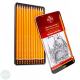 Sketching Set- KOH-I-NOOR HARDTMUTH 1500 Graphite Pencil Tin 12  'Art' Grades 8B-2H