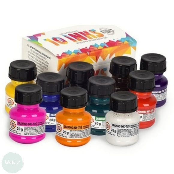 Drawing Ink- Koh-I-Noor Assorted Set of 10 x 20g