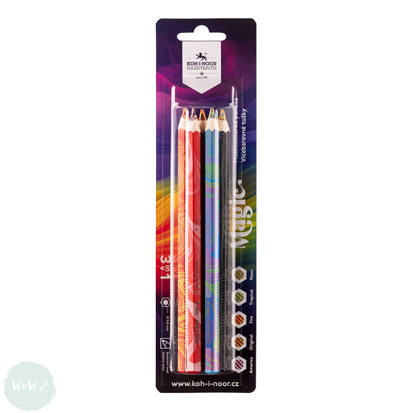 COLOURED PENCIL - Koh-i-noor - 3 IN 1 MAGIC EFFECT - Jumbo - 5 Assorted