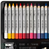 WATER-SOLUBLE WAX PASTEL PENCIL -  Koh-i-Noor - WAX AQUARELLE - 24 assorted colours, sharpener, pencil & brush TIN