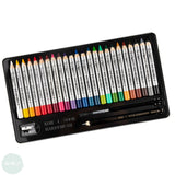 WATER-SOLUBLE WAX PASTEL PENCIL -  Koh-i-Noor - WAX AQUARELLE - 24 assorted colours, sharpener, pencil & brush TIN