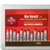 WATER-SOLUBLE WAX PASTEL PENCIL -  Koh-i-Noor - WAX AQUARELLE - 24 assorted colours, sharpener, pencil & brush TIN