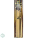 BRUSH SET - Chinese, Sumi-e Painting & Calligraphy - Bamboo Brush BROWN Short Hair - SET OF 4