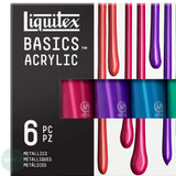 Acrylic Paint Set- LIQUITEX - Basics - METALLICS - 6 x 118 ml Tubes