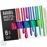 Acrylic Paint Set- LIQUITEX - Basics - METALLICS - 6 x 118 ml Tubes