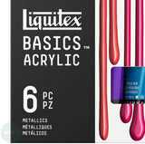Acrylic Paint Set- LIQUITEX - Basics - METALLICS - 6 x 22 ml Tubes