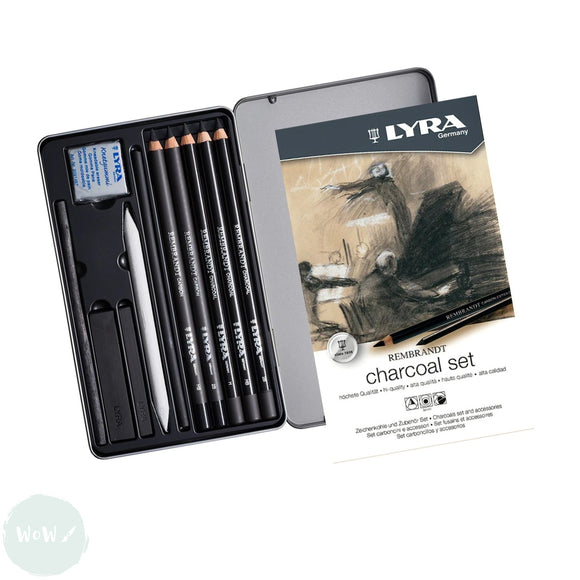 LYRA Rembrandt Charcoal & Charcoal Pencils 11 piece Tin