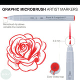 Fineliner Pigment Pen Set - ROYAL Graphic Microbrush - 12 Assorted pack